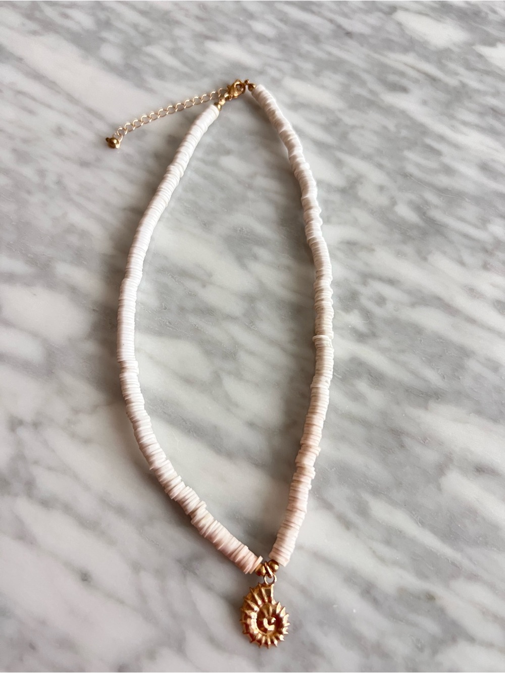 Gold Pendant Shell Bead Necklace